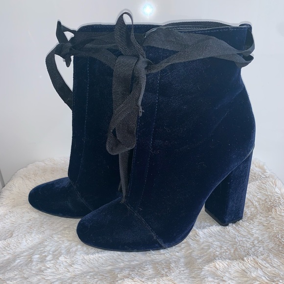 Zara Velet Blue Booties size 35/5 - Picture 1 of 4